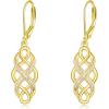 YFN Sterling Silver Celtic Knot Dangle Earrings Good Luck Irish Celtic Knot Leverback Dangles Earrings for Women(Gold Earrings for Women)