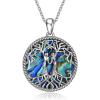 YFN Sterling Silver Tree of Life Abalone/Turquoise Pendant Necklace – Sister Gift for Birthday or Any Occasion(Abalone Sister Necklace)