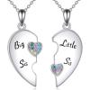 YFN Sterling Silver Tree of Life Abalone/Turquoise Pendant Necklace – Sister Gift for Birthday or Any Occasion(Big Sis Little Sis Necklace for 2)