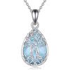 YFN Sterling Silver Tree of Life Abalone/Turquoise Pendant Necklace – Sister Gift for Birthday or Any Occasion(Larimar Sister Necklace)