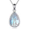 YFN Sterling Silver Tree of Life Abalone/Turquoise Pendant Necklace – Sister Gift for Birthday or Any Occasion(Moonstone-Necklace for Sister Friends)