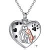 YFN Urn Necklace for Ashes with Abalone Sterling Silver Sea Turtle/Owl/Dog/Lotus Flower/Butterfly Cremation Necklace Jewelry Gifts for Women Girls 18+2“(Silver-Dog Urn Necklace)