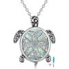 YFN Urn Necklace for Ashes with Abalone Sterling Silver Sea Turtle/Owl/Dog/Lotus Flower/Butterfly Cremation Necklace Jewelry Gifts for Women Girls 18+2“(Silver-Turtle Urn Necklace for Ashes)