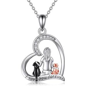 YFN Dog Pendant Necklace for Women 925 Sterling Silver Pet Animal Memorial Jewelry Gifts for Dogs Lovers(Silver-2 Dog Necklace)