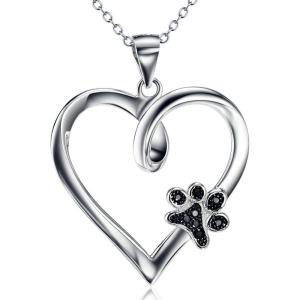 YFN Dog Pendant Necklace for Women 925 Sterling Silver Pet Animal Memorial Jewelry Gifts for Dogs Lovers(Silver-Dog Paw Necklace)
