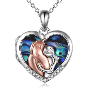 YFN Horse Pendant Necklace Jewelry 925 Sterling Silver Women Embrace Horse Gift For Women(Multic-Heart Horse Necklace)