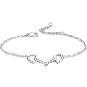 YFN Horse Snaffle Bit Sterling Silver Adjustable Bracelet for Horse Lover Gift for Women
