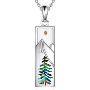 YFN Mountain Necklace for Women Sterling Silver Nature Jewelry Gift for Skiers, Hikers, Campers, Climbers and Nature Lovers(Mountain Necklace with Mustard Seed)