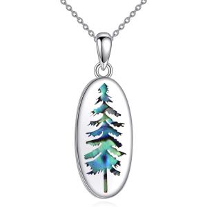 YFN Mountain Necklace for Women Sterling Silver Nature Jewelry Gift for Skiers, Hikers, Campers, Climbers and Nature Lovers(Pine Tree Necklace)