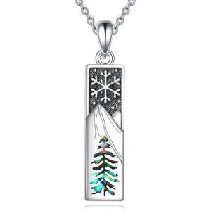 YFN Mountain Necklace for Women Sterling Silver Nature Jewelry Gift for Skiers, Hikers, Campers, Climbers and Nature Lovers(Snowflake mountain necklace)