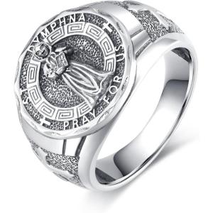 YFN Patron Saint Ring Sterling Silver Religious Protector Ring Jewelry Gifts for Women Men(St Dymphna)