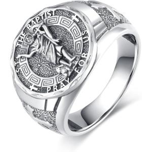 YFN Patron Saint Ring Sterling Silver Religious Protector Ring Jewelry Gifts for Women Men(St John The Baptist)