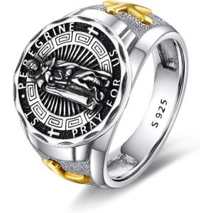 YFN Patron Saint Ring Sterling Silver Religious Protector Ring Jewelry Gifts for Women Men(St Peregrine)