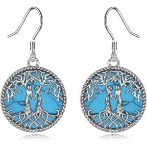 YFN Sister Earrings Gifts from Sister, Sterling Silver Crystal Sister Earrings Jewelry, Birthday Jewelry Gift for Sisters(Silver-Turquoise Sister Earrings)