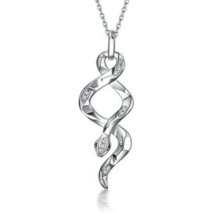 YFN Snake Pendant Necklace Gothic Jewelry Sterling Silver Animal Snake Necklaces for Women Men(Silver)