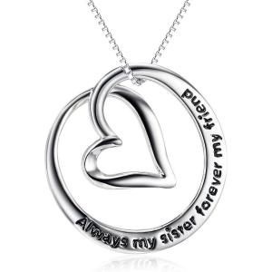 YFN Sterling Silver Always My Sister / Daughter Forever My Friend Pendant Necklace Jewelry, Birthday Jewelry Gift Necklaces for Sisters Daughter(Always My Sister Forever My Friend Necklace)