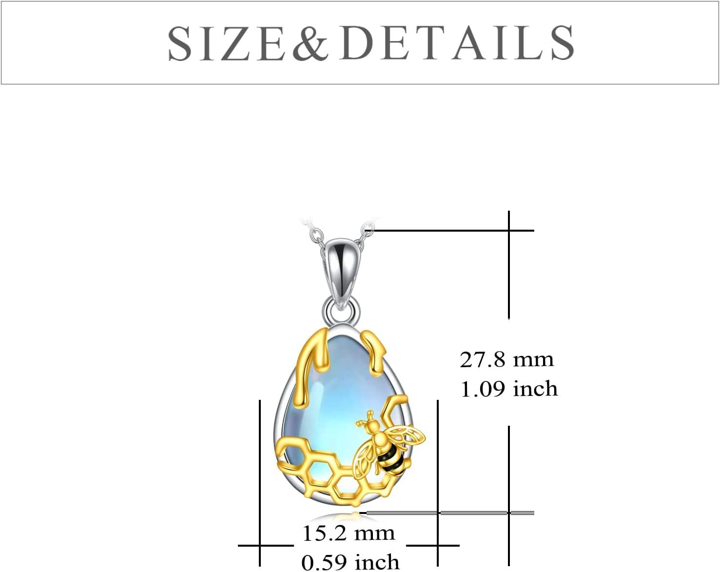 image:imageYFN Honey Bee Necklace Sterling Silver Bumblebee Charm Necklaces Jewelry Queen Bumble Bee Pendant for Women 18 Inch