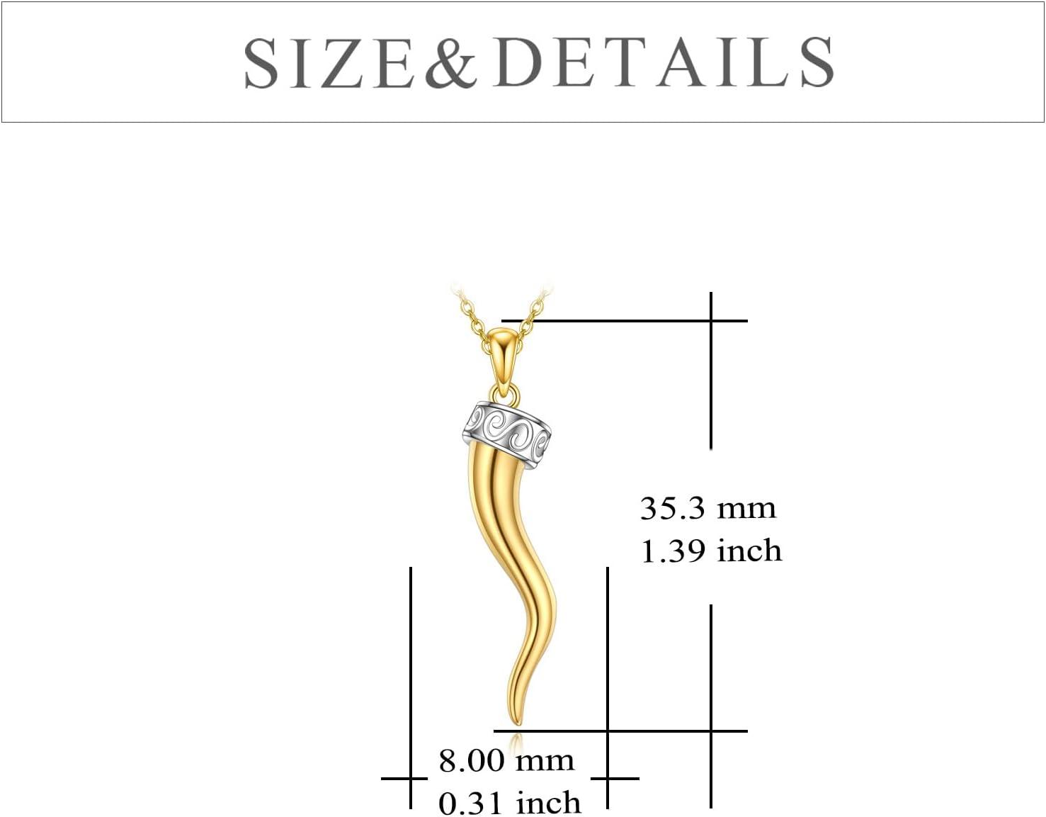 image:imageYFN Italian Horn Necklace for Women 18k Gold Plated Sterling Silver Horn Pendant Charm Necklace Jewelry Gifts for Men 182quotGoldItalian Horn Necklace