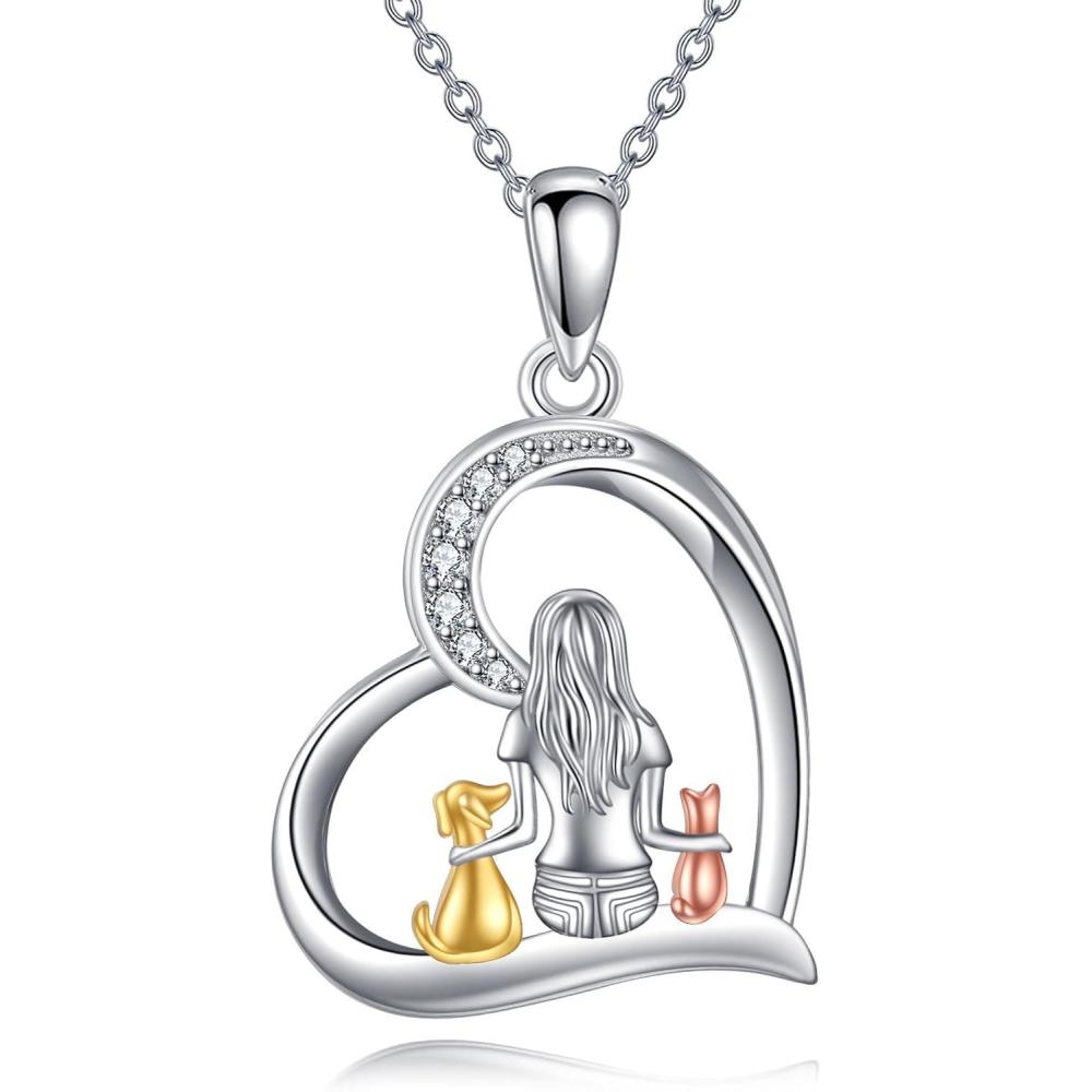 image:imageYFN Cat Necklace Sterling Silver Jewelry for Women Cat Jewelry GiftsSilverCat Dog Necklace