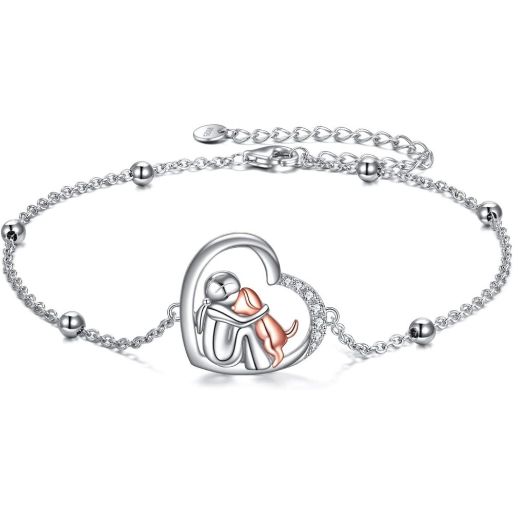 image:imageYFN CompassFlowerDogCatHummingbirdCardinalTree of LifeCat Animal Bracelets Sterling Silver Adjustable Bracelet Jewelry Gifts for Women 72quotSilverDog Bracelet