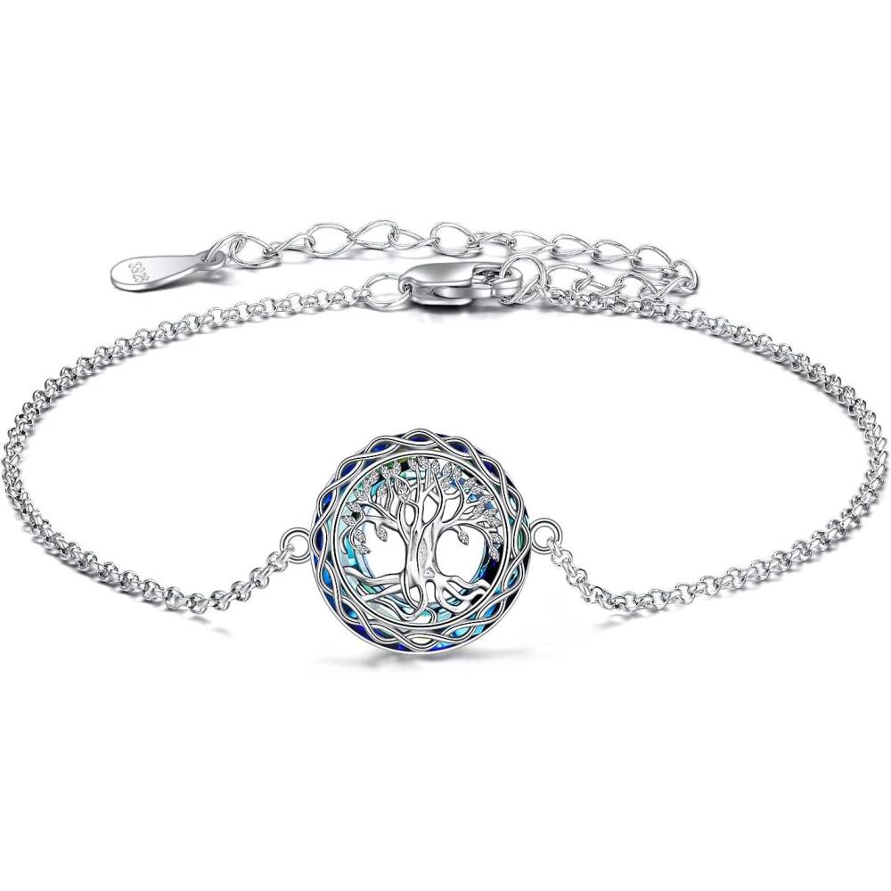 image:imageYFN CompassFlowerDogCatHummingbirdCardinalTree of LifeCat Animal Bracelets Sterling Silver Adjustable Bracelet Jewelry Gifts for Women 72quotSilverTree of Life Bracelet