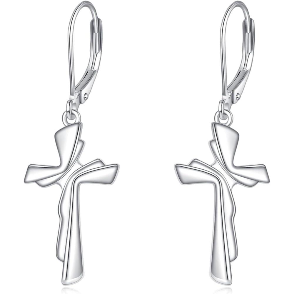 image:imageYFN Cross Earrings Sterling Silver Dangle Drop Leverback Cross Earrings Religion Jewelry Christians Gifts for Women MenIPriest Chasuble