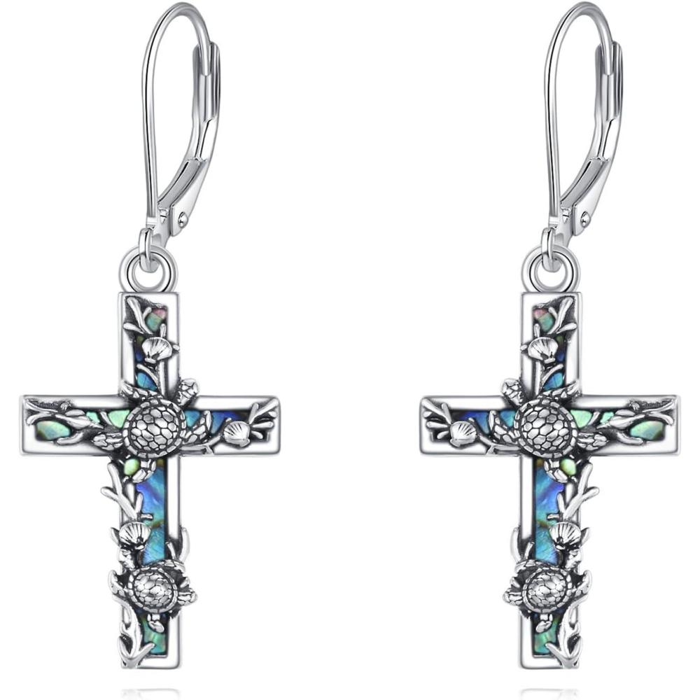 image:imageYFN Cross Earrings Sterling Silver Dangle Drop Leverback Cross Earrings Religion Jewelry Christians Gifts for Women MenITuetle