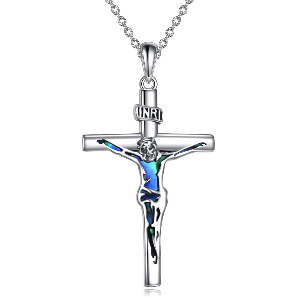 image:imageYFN Cross Necklace Sterling Silver Religious Cross Pendant Christians Jewelry Gifts for Women MenCrucifix 01