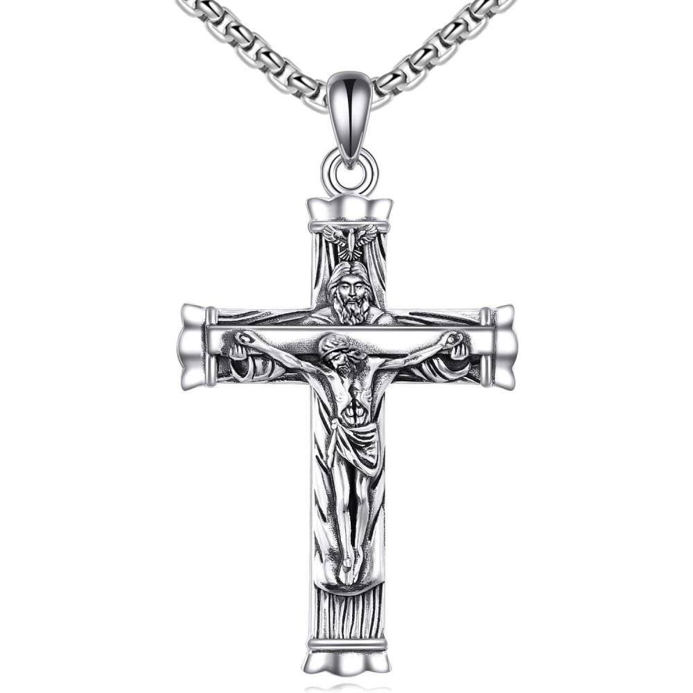 image:imageYFN Cross Necklace Sterling Silver Religious Cross Pendant Christians Jewelry Gifts for Women MenCrucifix 03