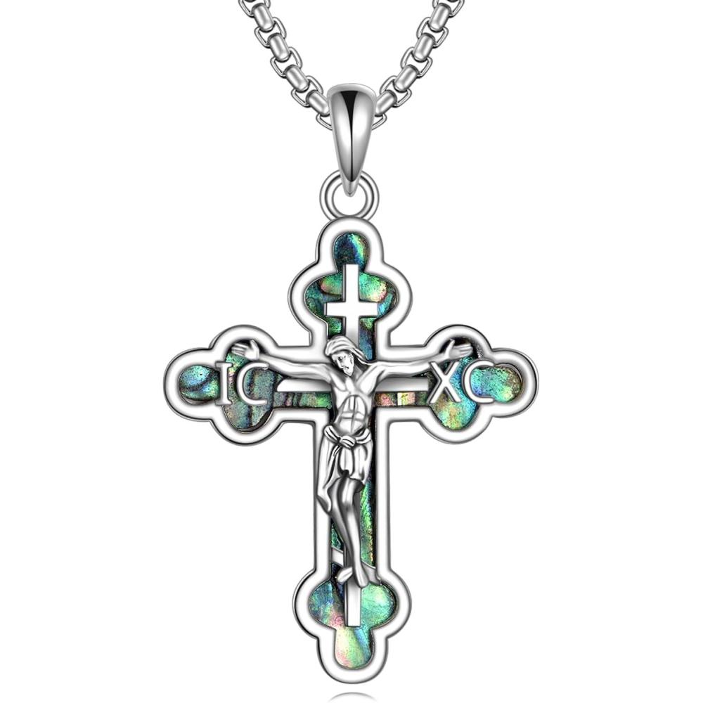 image:imageYFN Cross Necklace Sterling Silver Religious Cross Pendant Christians Jewelry Gifts for Women MenCrucifix 04