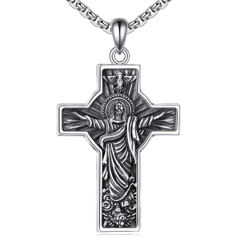 image:imageYFN Cross Necklace Sterling Silver Religious Cross Pendant Christians Jewelry Gifts for Women MenCrucifix 05