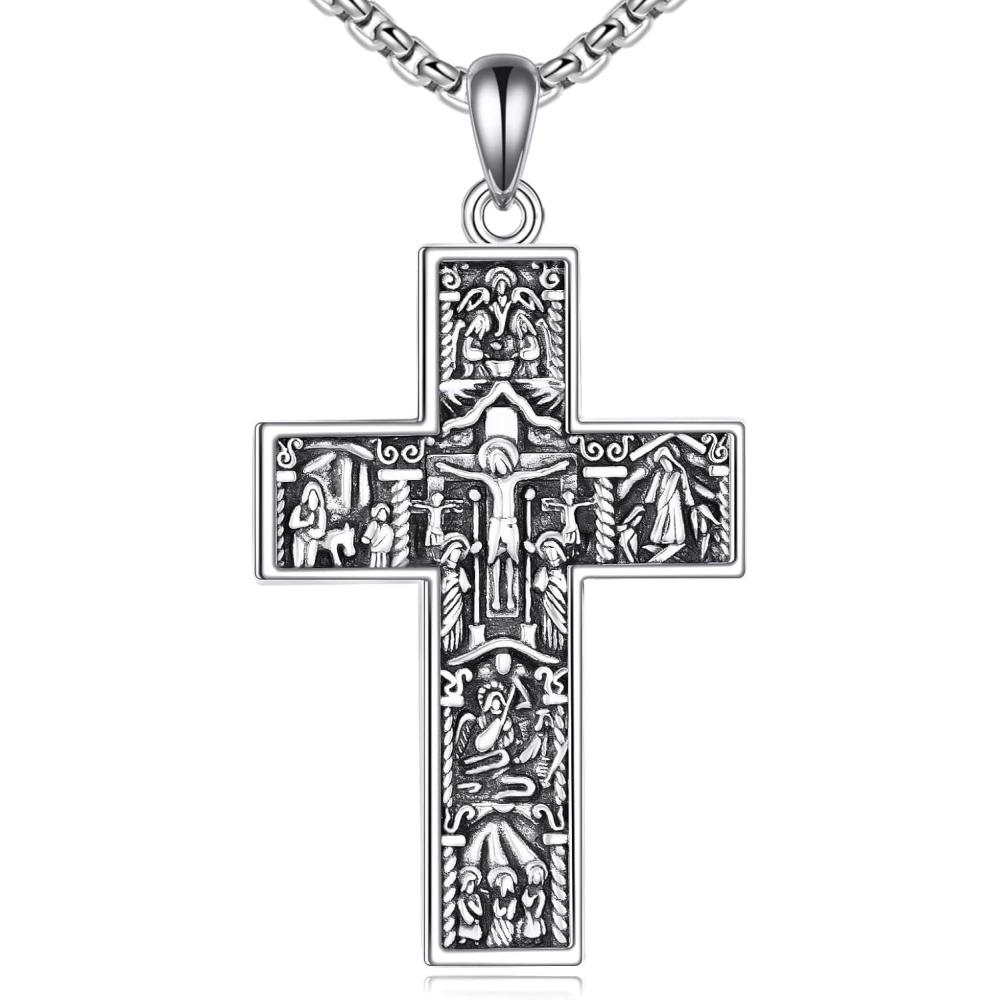 image:imageYFN Cross Necklace Sterling Silver Religious Cross Pendant Christians Jewelry Gifts for Women MenCrucifix 06