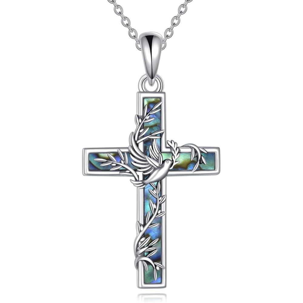 image:imageYFN Cross Necklace Sterling Silver Religious Cross Pendant Jewelry Christian Gifts for Women MenF Dove