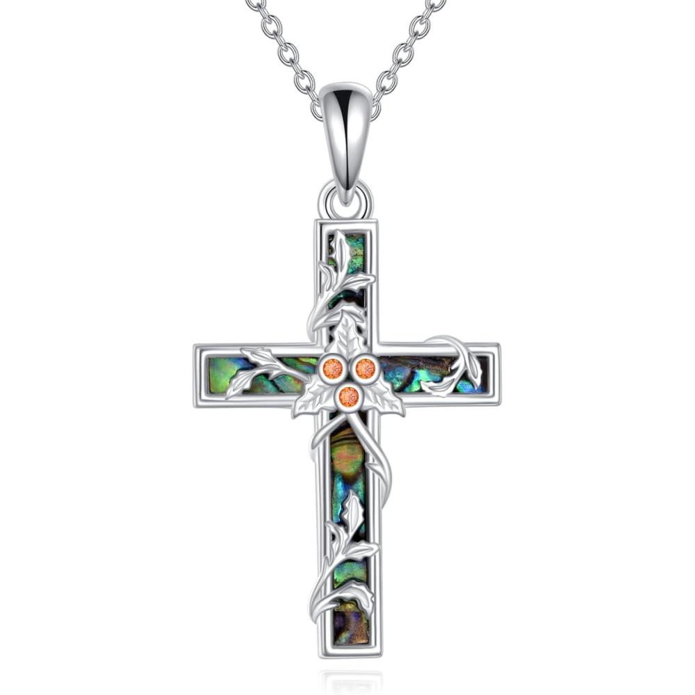 image:imageYFN Cross Necklace Sterling Silver Religious Cross Pendant Jewelry Christian Gifts for Women MenF Holly
