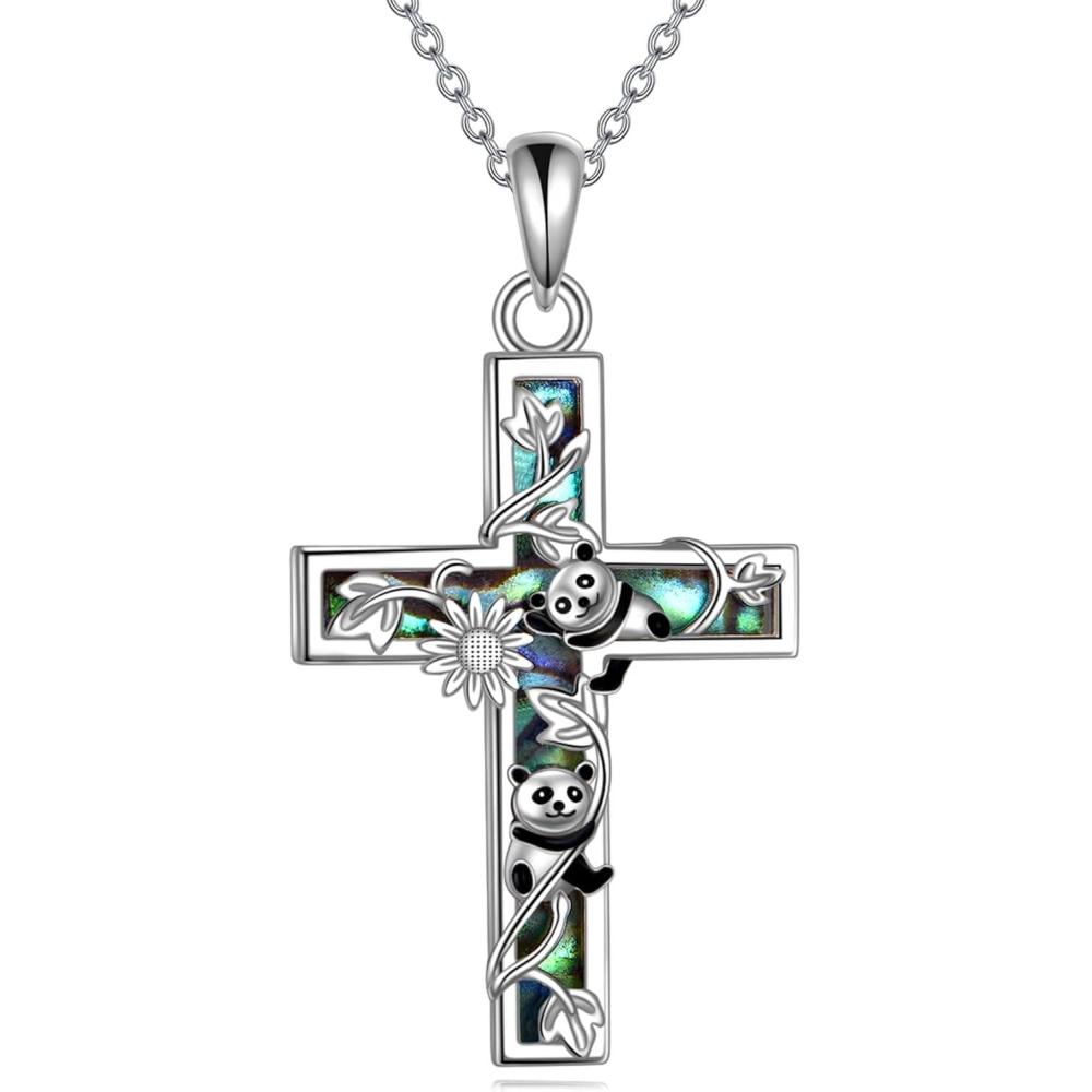 image:imageYFN Cross Necklace Sterling Silver Religious Cross Pendant Jewelry Christian Gifts for Women MenF Panda