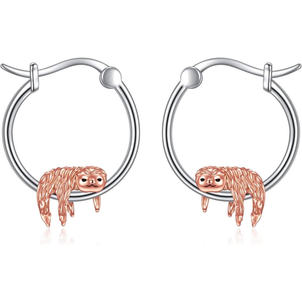 image:imageYFN Sloth Earrings for Women Sterling Silver Small Cute Earrings Huggie Hoop Earrings for Sensitive Ears Sloth Jewelry Gifts for Daughter