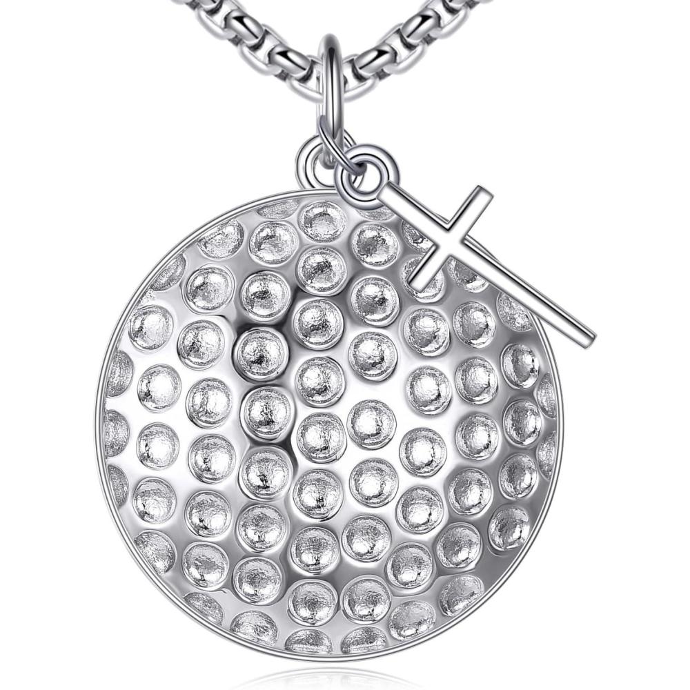 image:imageYFN Sport Necklace Sterling Silver Never Give Up I Can Do All Things Pendant Jewelry Sport Gifts for Women MenGolf with Cross