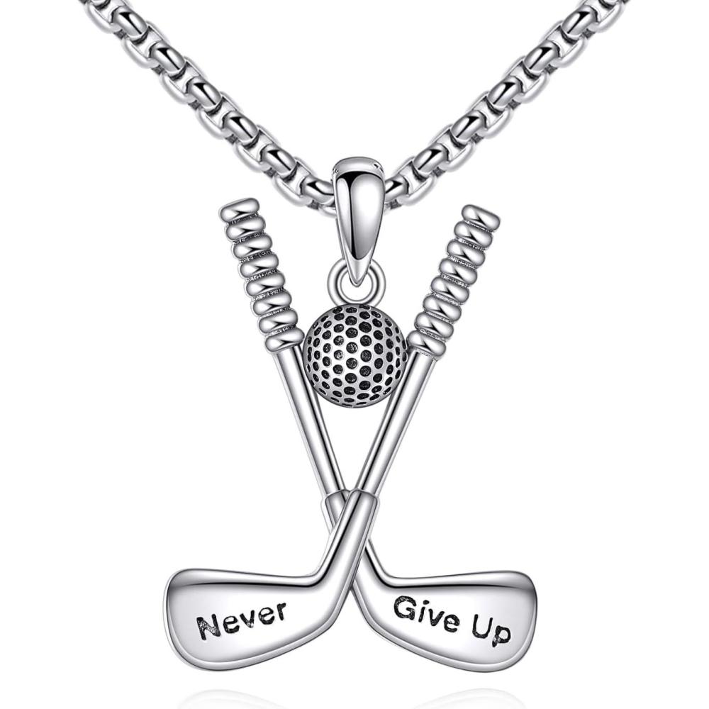 image:imageYFN Sport Necklace Sterling Silver Never Give Up I Can Do All Things Pendant Jewelry Sport Gifts for Women MenYFN Golf Necklace