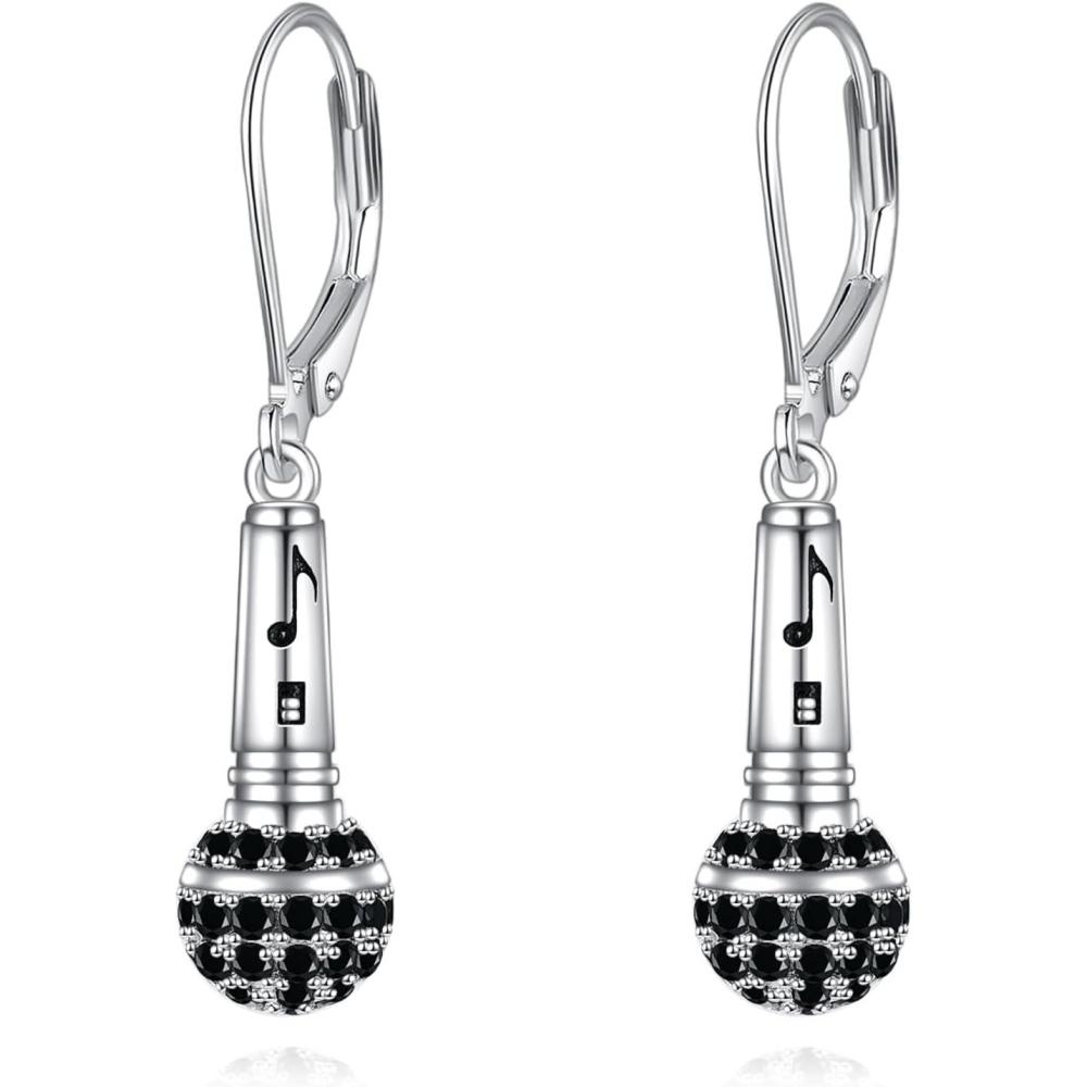 image:imageYFN Sport and Music Earrings Sterling Silver Sport Lover Music Lover Jewelry Gifts for Women MenMicrophone