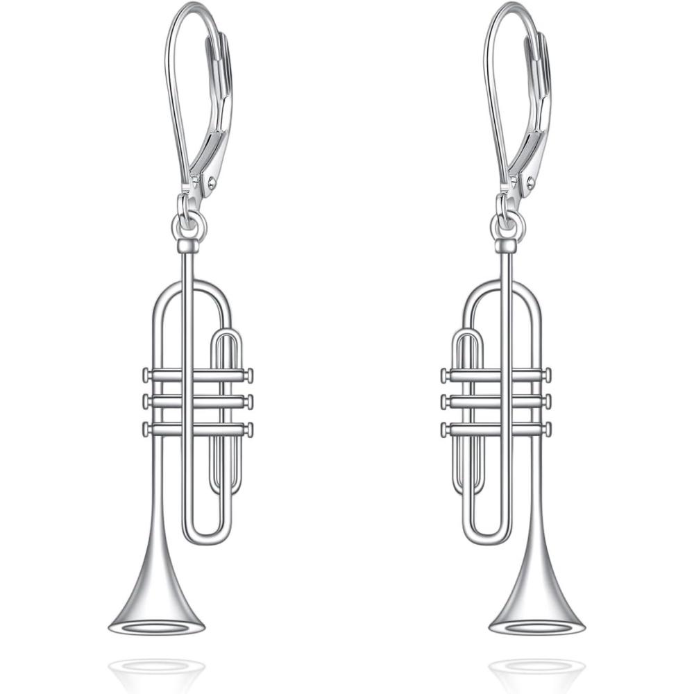 image:imageYFN Sport and Music Earrings Sterling Silver Sport Lover Music Lover Jewelry Gifts for Women MenTrumpet