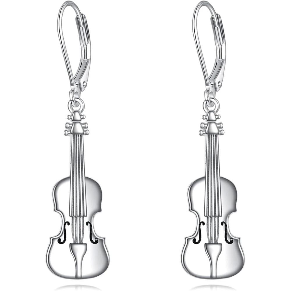 image:imageYFN Sport and Music Earrings Sterling Silver Sport Lover Music Lover Jewelry Gifts for Women MenViolin