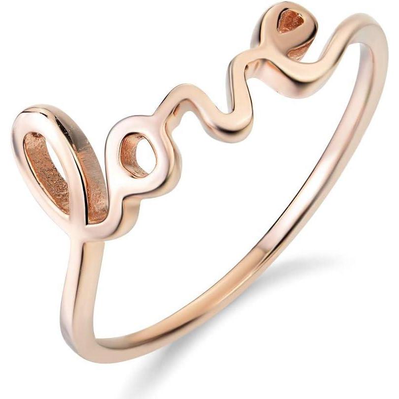 image:imageYFN Sterling Silver Simple Love Script Ring Thin Band Promise RingRose gold plated sterlingsilver
