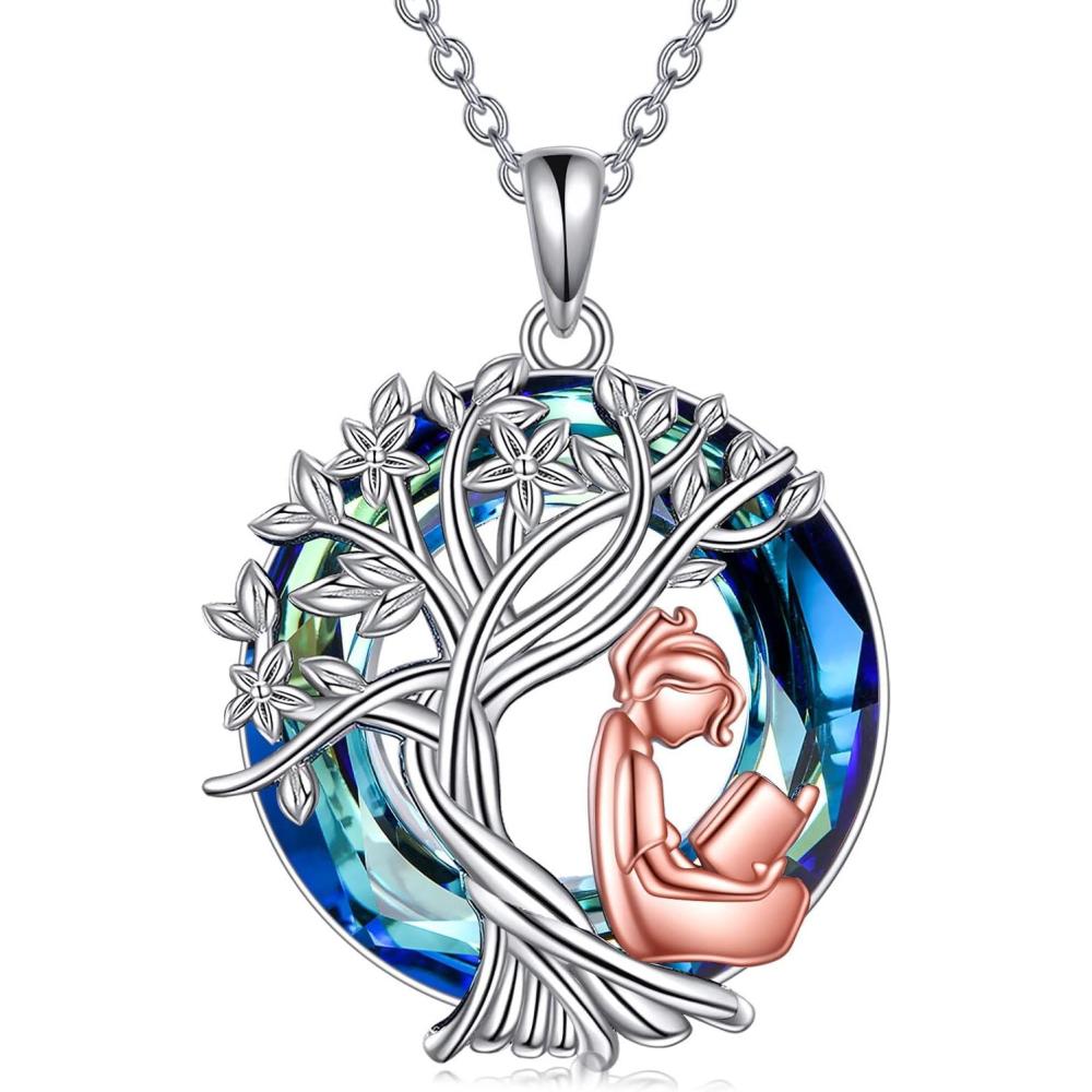 image:imageYFN Tree of Life Necklace Sterling Silver Crystal Jewelry Graduation Birthday Gifts for WomenBook