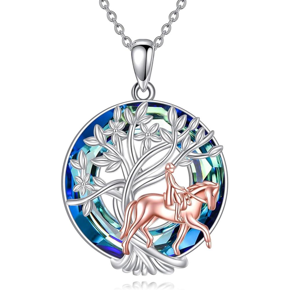 image:imageYFN Tree of Life Necklace Sterling Silver Crystal Jewelry Graduation Birthday Gifts for WomenEquitation