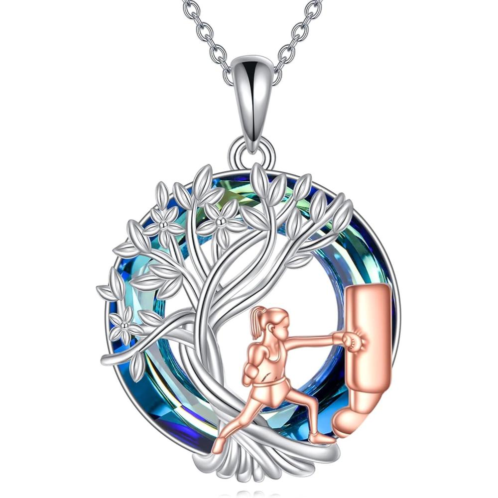 image:imageYFN Tree of Life Necklace Sterling Silver Crystal Jewelry Graduation Birthday Gifts for WomenSilver