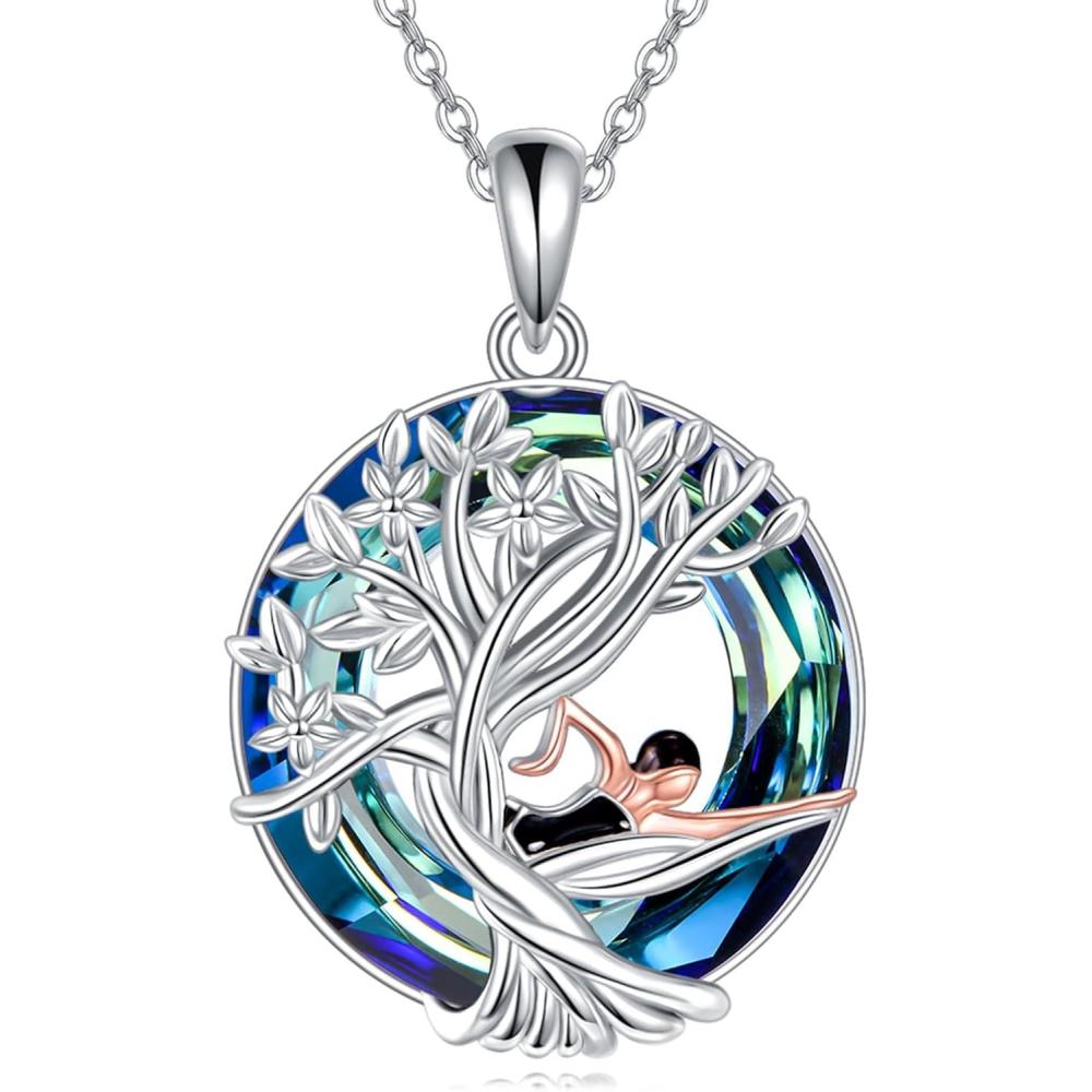 image:imageYFN Tree of Life Necklace Sterling Silver Crystal Jewelry Graduation Birthday Gifts for WomenSwim