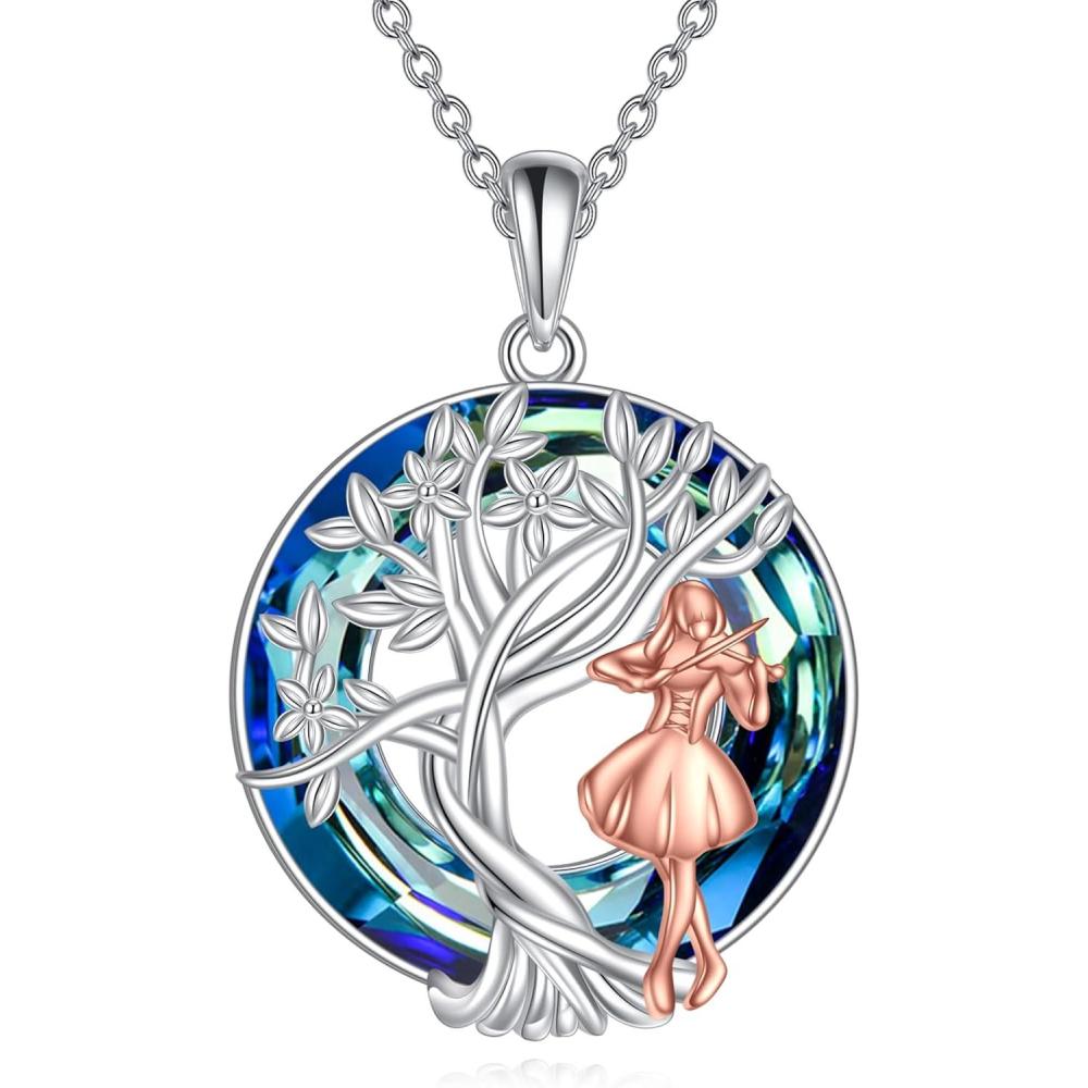image:imageYFN Tree of Life Necklace Sterling Silver Crystal Jewelry Graduation Birthday Gifts for WomenViolin