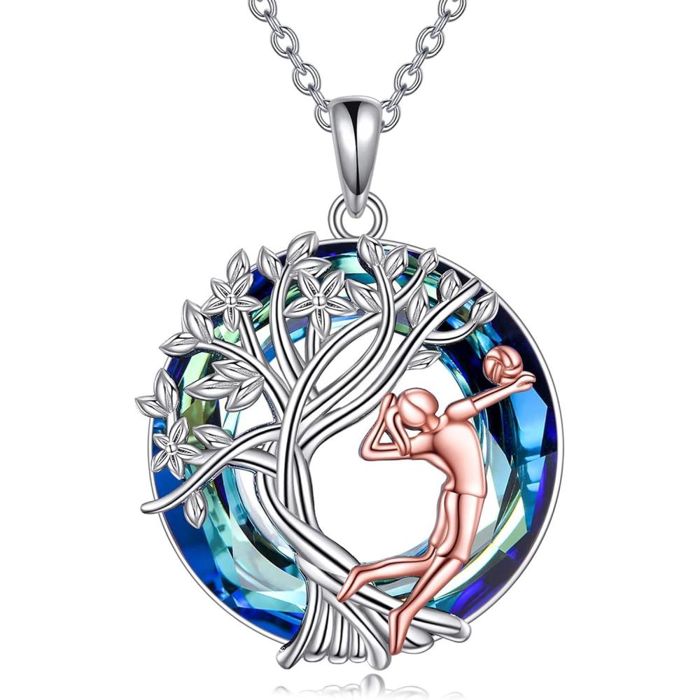 image:imageYFN Tree of Life Necklace Sterling Silver Crystal Jewelry Graduation Birthday Gifts for WomenVolleyball