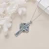 YFN Celtic Cross Necklace Sterling Silver Celtic Triquetra Trinity Pendant Abalone Shell Cross Jewelry Gifts for Women Men