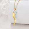 YFN Italian Horn Necklace for Women 18k Gold Plated Sterling Silver Horn Pendant Charm Necklace Jewelry Gifts for Men 18+2″(Gold-Italian Horn Necklace)
